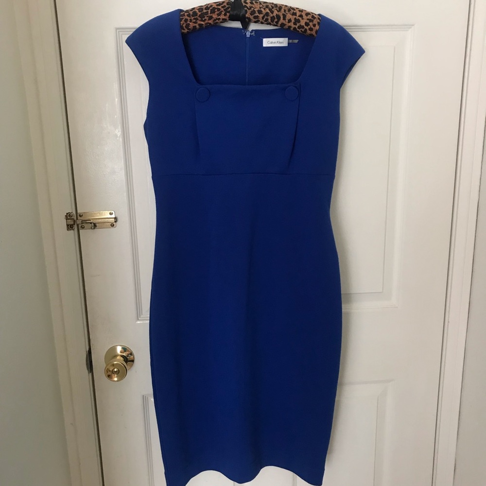 CALVIN KLEIN Royal Blue Sheath Dress